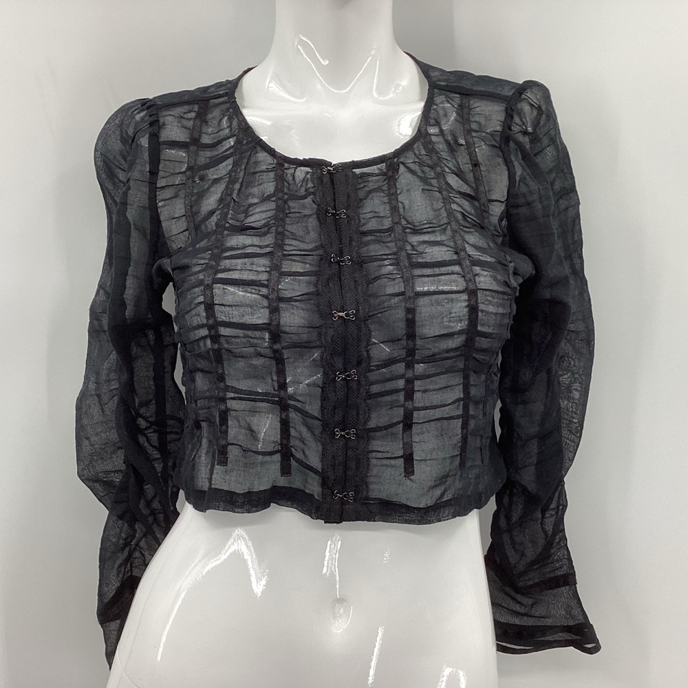 *** Free People Sheer Black Top * Hook and Eye Closure ** 6